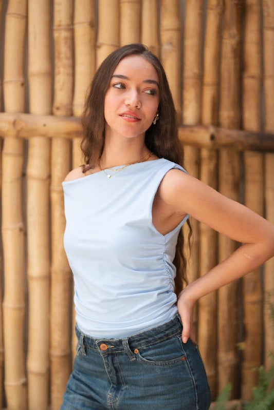 Baby Blue Drop Shoulder Top