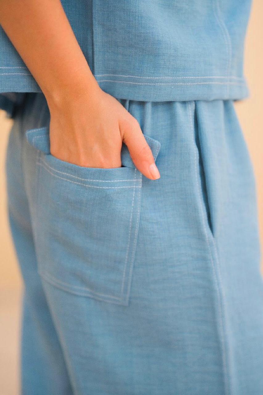 Denim Stitched Linen Set
