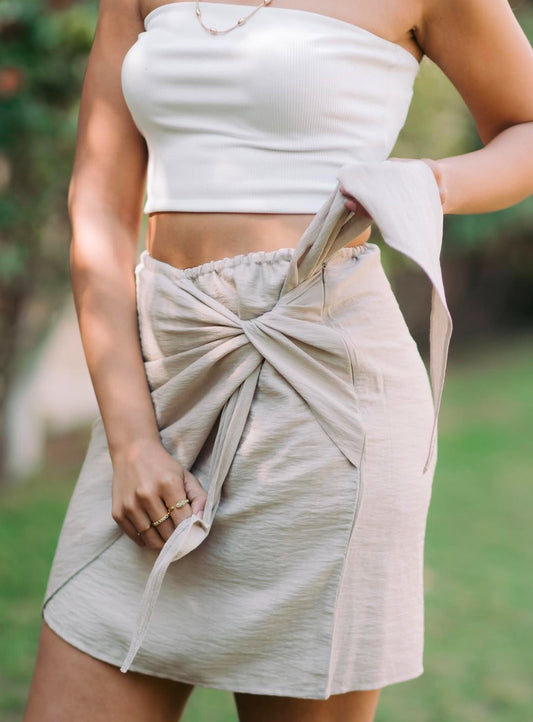 Breeze Wrap Short Linen Skirt