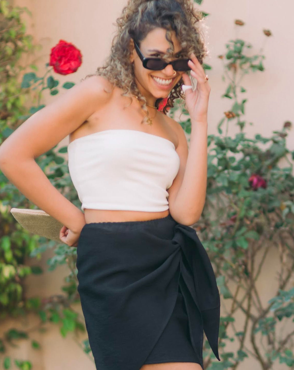 Breeze Wrap Short Linen Skirt