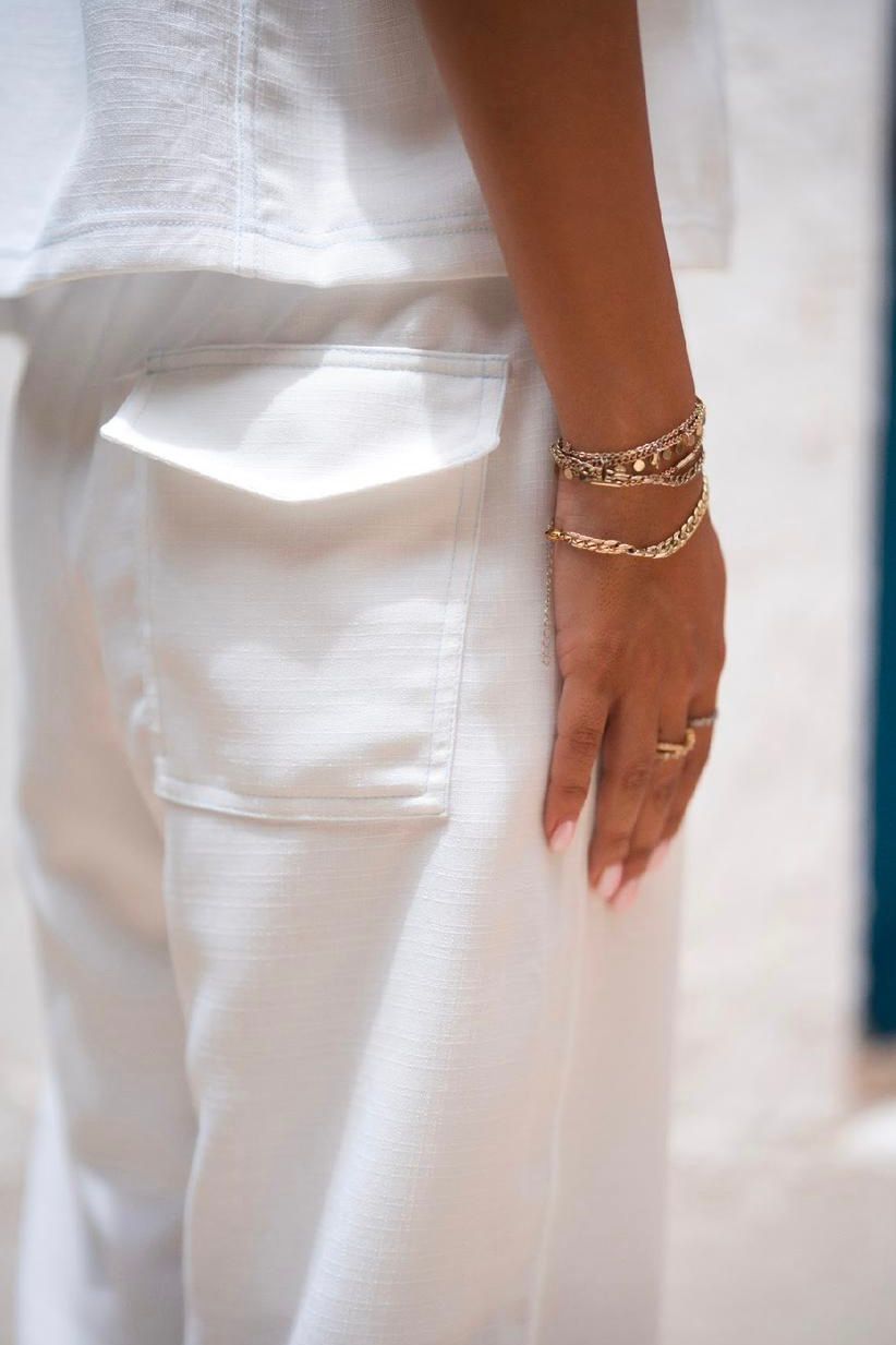 White Stitched Linen Set