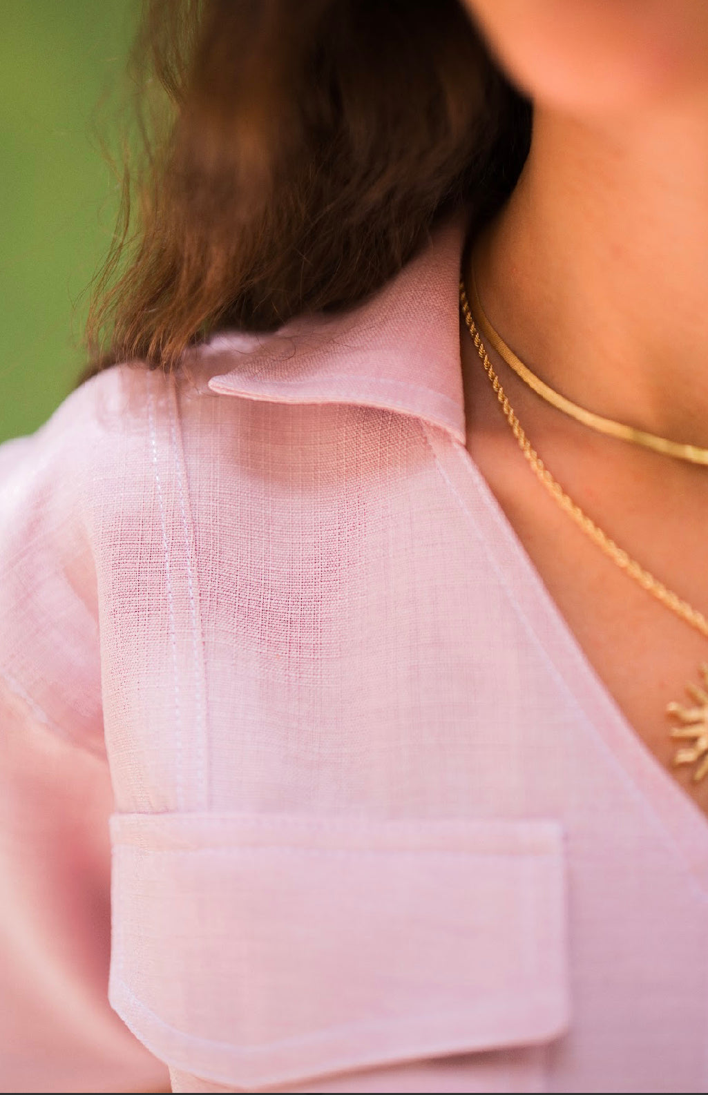 Pink Stitched Linen Top