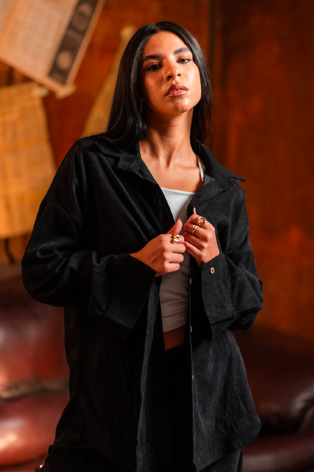 The Velvet Stride Chemise for Her - Black