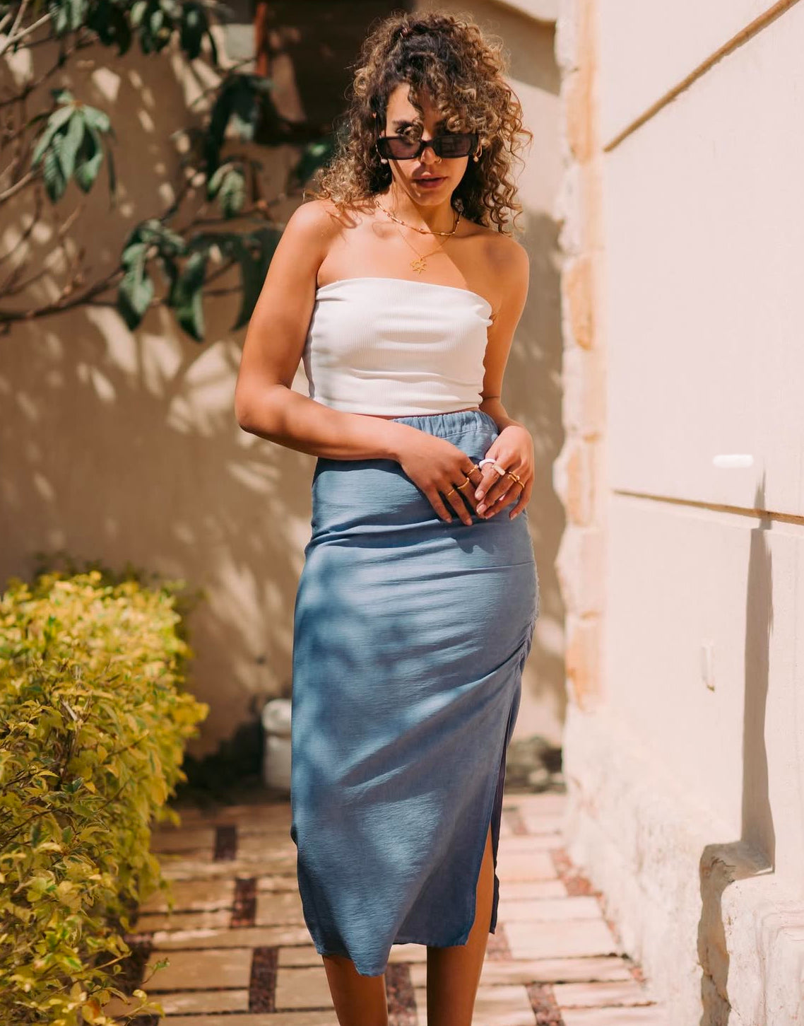 Slit Tall Linen Skirt