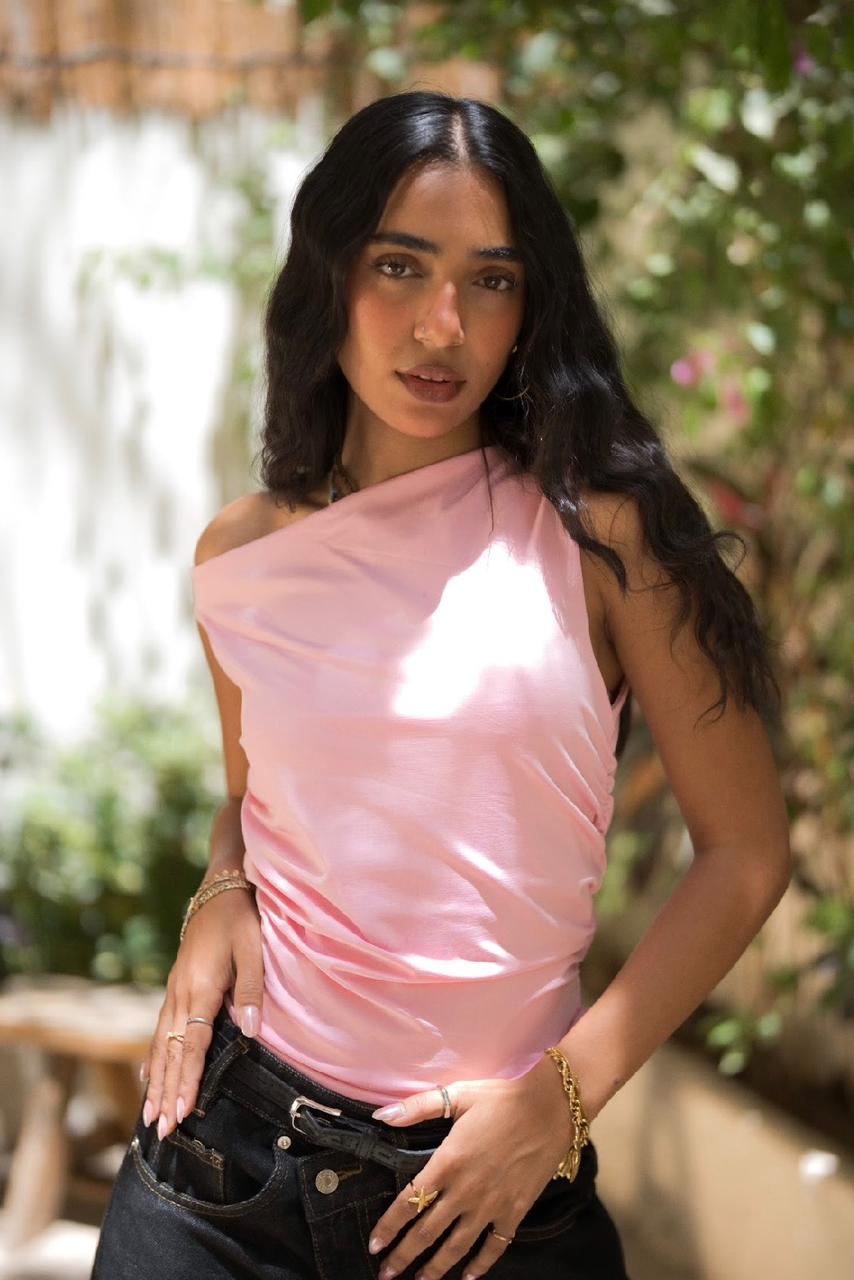 Baby Pink Drop Shoulder Top