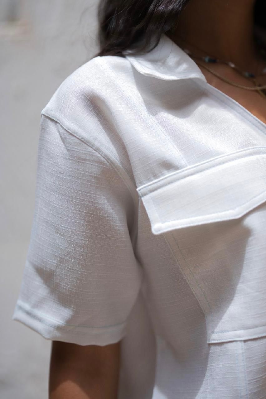 White Stitched Linen Set